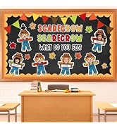 AnyDesign 77 Pcs Fall Thanksgiving Bulletin Board Set Scarecrow Paper Cutouts with 100 Pcs Glue P...