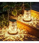 4 Pack Solar Lanterns Outdoor Waterproof Birthday Gifts for Women Mom Grandma, Hollowed-Out Metal...