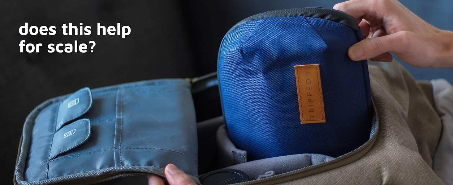 tech travel bag packing away into a camera bag