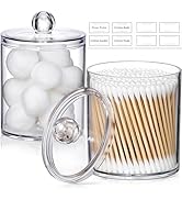 2 Pack Acrylic Qtip Holder Dispenser for Cotton Swabs, Balls, Pads, Floss Picks- Small Clear Plas...