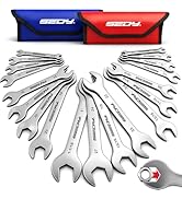 19-Piece Super Thin Open-End Wrench Set, SAE 1/4"-1-1/16" &amp; Metric 5.5–27 mm, 3 mm Thickness Slim...
