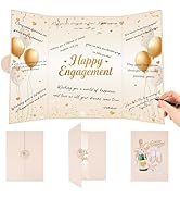 Roetyce Engagement Party Decorations, Gold Happy Engagement Guest Book Jumbo Card, Champagne Gold...