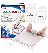TAILI 10 Pack Travel Compression Bags, Roll Up Space Saver Bags (5 Large+5 Medium), No Vacuum Nee...