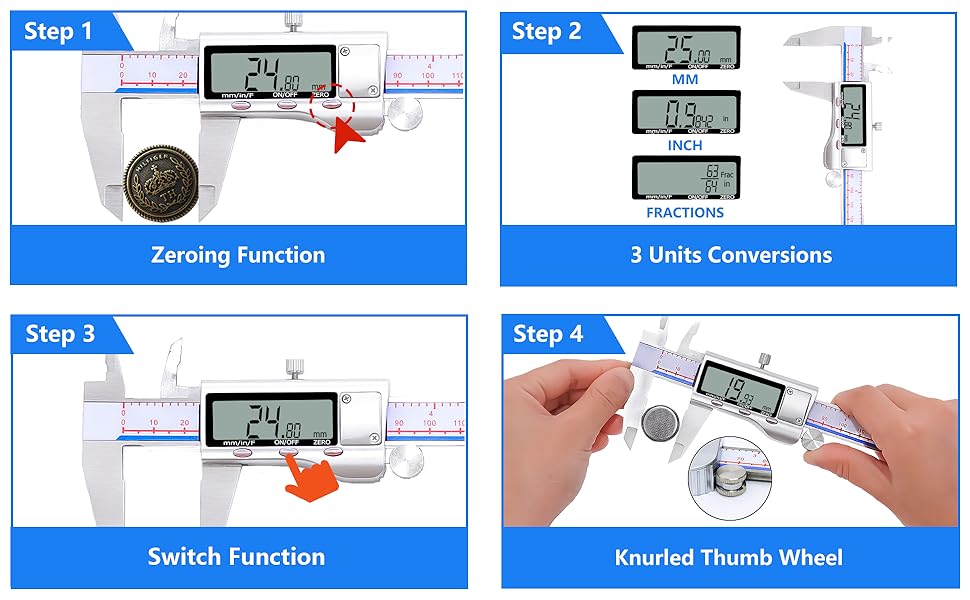 Digital Caliper,Vernier Caliper Measuring Tool with Stainless Steel