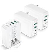 3-Pack USB C Charger Block, Flat USB C Charger, 40W 4-Port PD3.0 Slim Fast Charging Block with Fo...