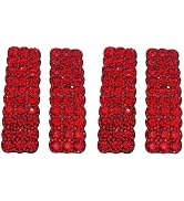 4Pcs Red Rhinestones Snap Hair Clips for Women Girls Rectangular Hairpins Korean Barrettes Hair A...