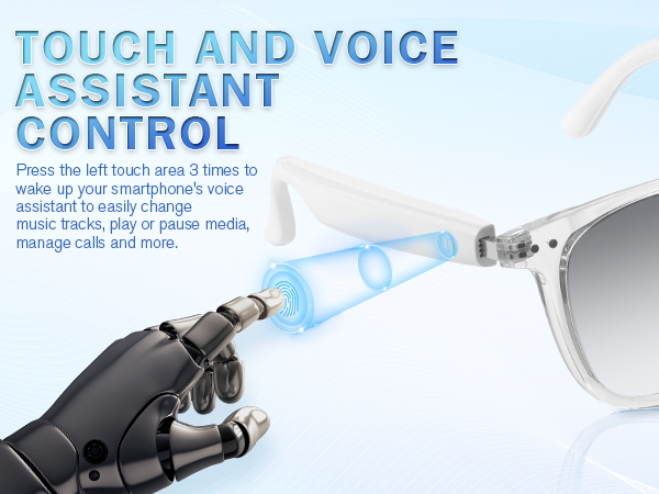 smart eyewear with bluetooth, wireless smart glasses for women with touch control