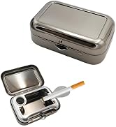 YTFRL Portable Ashtray, Stainless Steel Mini Creative Pocket Ash Tray with Windproof Lid, Univers...