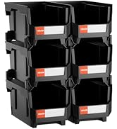 VEVOR Plastic Stackable Storage Bins, 14.8 x 8.5 x 7.1 inch (6 Pack), Plastic Containers for Orga...
