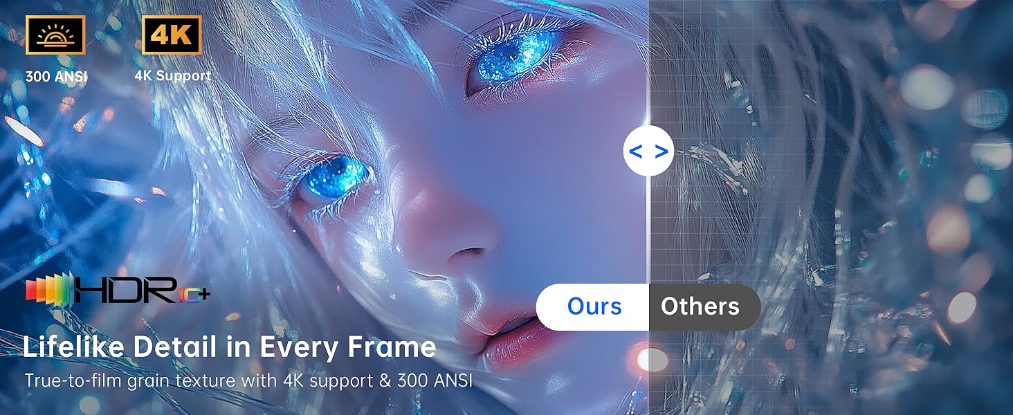 Native 1080P Portable Projector 4K Support