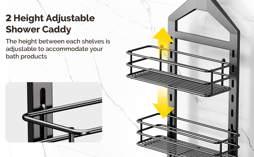 Orimade Adjustable Anti-slip Shower Caddy Shower Head, Rustproof Bathroom Hanging Shower Organizer