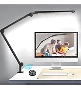 LED Desk Lamp with Clamp, Ultra-Bright Dual Light Architect Desk Light with Adjustable Swing Arm,...