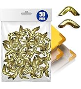 Performore 50 Pack Brass Hollow Corner Protector- Brass Gold, Protect Corners and Decorate Your B...
