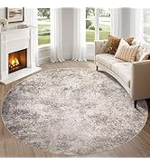 DMOYEST 6ft Round Area Rug Living Room Rugs - 6x6 Washable Large Soft Indoor Neutral Modern Abstr...