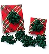 LaRibbons Green Velvet Curly Bows for Gift Wrapping Self Adhesive Gift Bows for Presents, Greetin...