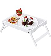 Artmeer Bed Tray Table with Folding Legs,Bamboo Breakfast in Bed for TV Table, Laptop Computer Tr...