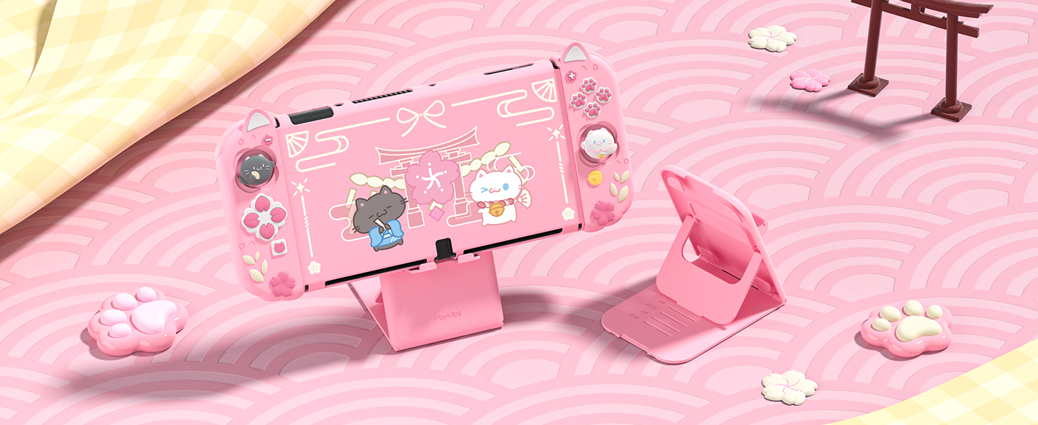 PlayVital Protective Case for Nintendo Switch OLED with Extra Stand