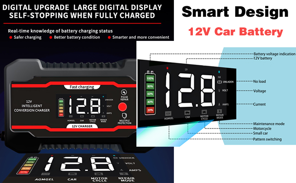 YUANCOX Car battery charger 12v 6A smart charger