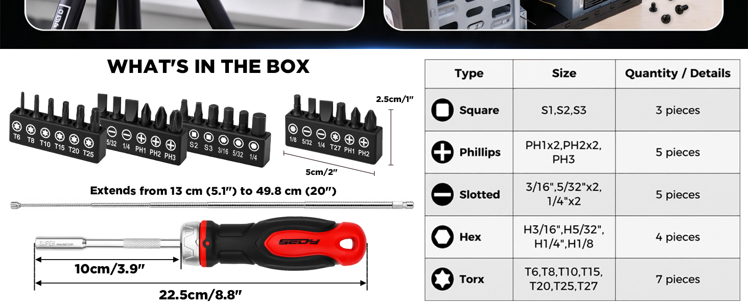 26-Piece Ratcheting Screwdriver Bit Set with 1/4&amp;#34; Magnetic Ratchet Driver