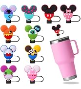 AIERSA 10Pcs Straw Cover Cap for Yeti Cups, Cute Silicone Mouse Head Straw Topper Compatible with...