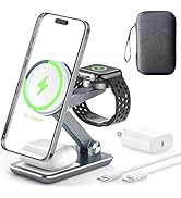 Wireless Charger 3 in 1,Foldable Wireless Charging Station for Apple MagSafe Charger,Aluminum Por...