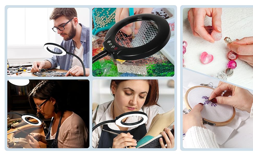 lighted magnifying glass with stand