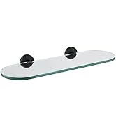 JQK Bathroom Glass Shelf Black, Tempered Glass Shower Storage 16 by 5 inches, 304 Stainless Steel...