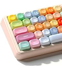 dagaladoo PBT Keycaps with Metal Paint,112-Key Black/Pink Custom Keycap Set dye Sublimation,Cherry P...