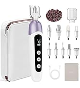 Professional Manicure Pedicure Kit with Case, Cordless Electric Nail File Set with Memory Mode&amp;10...