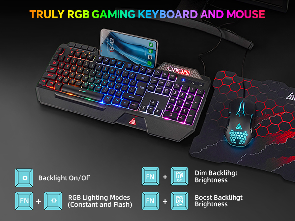 Gaming Keyboard and Mouse RGB backlit Anti-Ghosting Silent gaming keyboard mouse gaming set