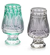 KAMMAK Crystal Snifter Glass Set of 2 - Hand Blown Stemmed Whiskey Glass for Bourbon-6oz, Colored...