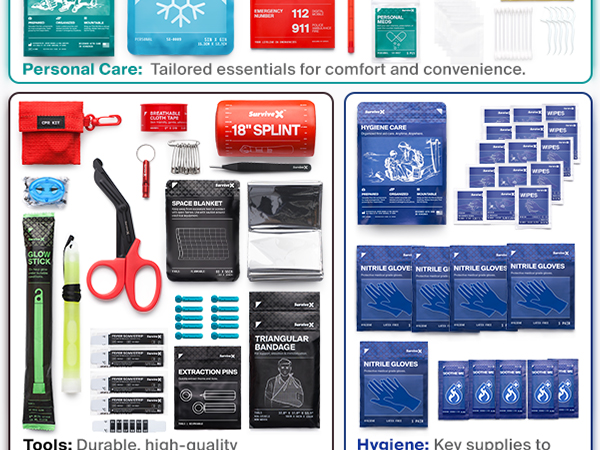 Large First Aid Kit for Car, Travel &amp;amp;amp; Home - Emergency Kit for Hiking, Camping, Outdoors
