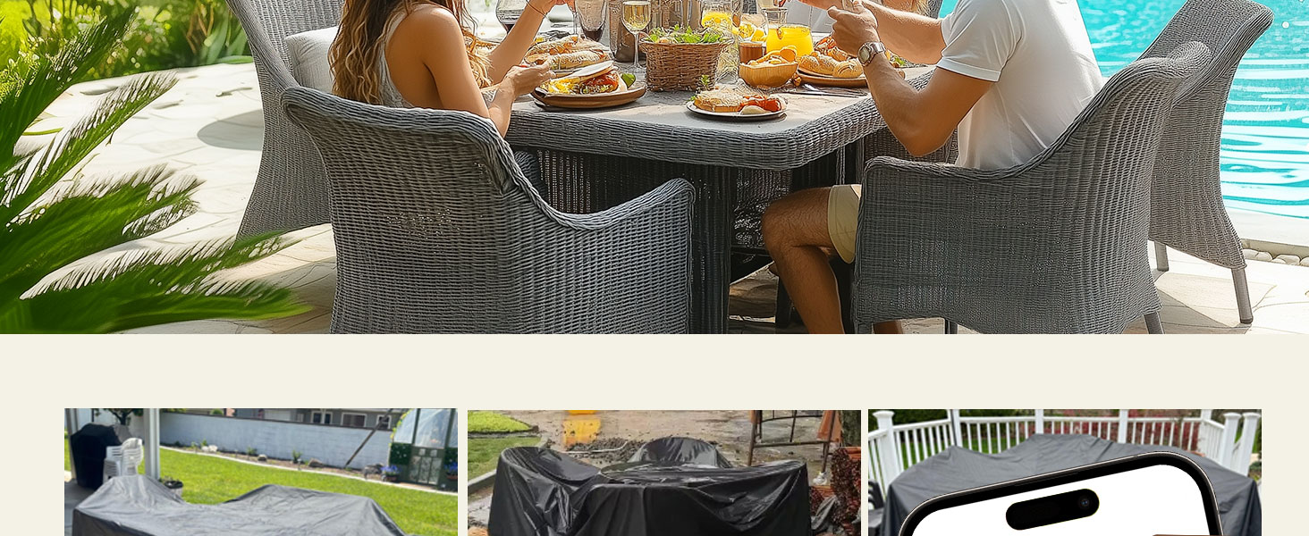 Rectangular patio furniture cover