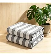 Oliven 2 Piece Gray Cabana Stripe Hand Towels for Bathroom 16"x31" Ultra Soft Breathable Hand Fac...