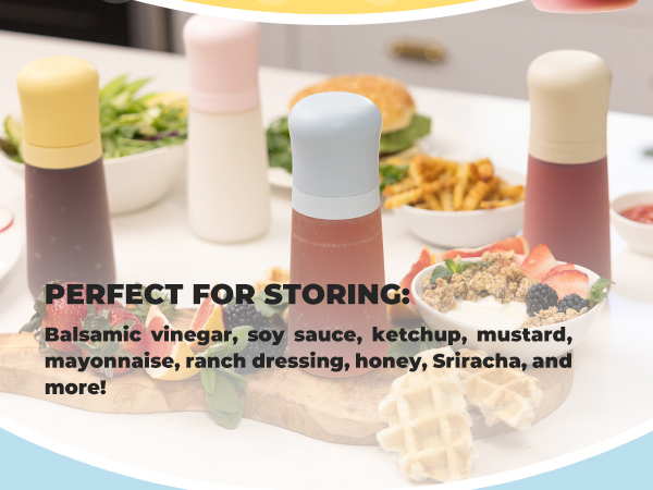 Keep dressings, andfavoriteyoursauces organized and ready to go inone sleek, leak-proof setup.