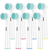 Sensitive Gum Care Replacement Toothbrush Heads Compatible with Oral B Electric Toothbrushes, 8 P...