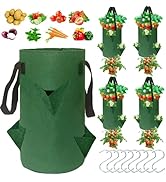 4Pack Upside Down Strawberry Planter, 3 Gallon Hanging Grow Bags for Tomato Vegetables 6 Planting...