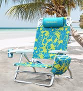 Old Bahama Bay Reclining Beach Chair Backpack 5-Position Lay Flat Lounge Chair for Adults Heavy D...