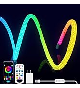 Tyute LED Rope Lights, 13.1ft Neon LED Lights Strip with 360 Degree Luminous, 5V USB Flexible IP6...