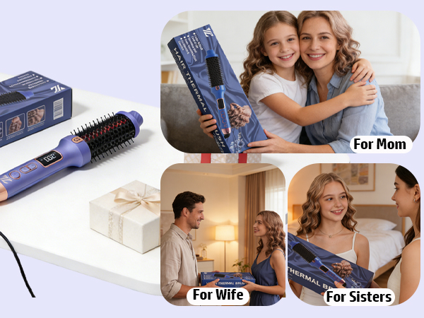 Text reads 'For Mom', 'For Wife', 'For Sisters'. Product images showing blue handheld device with multiple attachments and demonstration photos.