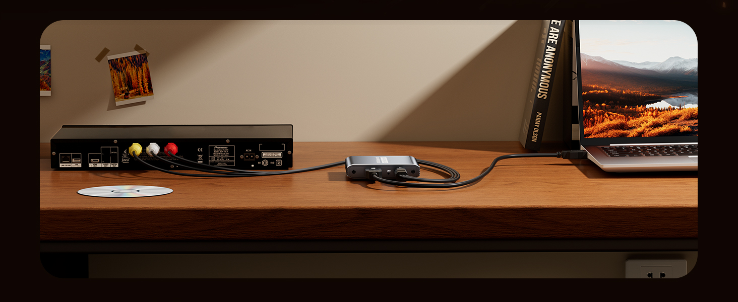 VHS to Digital Converter USB Video Capture Card with HDMI Loop Out