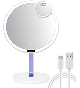 WIZCHARK 9.65-inch Lighting Makeup Mirror, 1x / 10x,Touch Control,3-Color Adjustable,Metal Stand,...