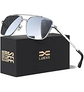 LUENX Aviator Sunglasses for Men Women Square Polarized Polygon Lens - UV 400 Protection