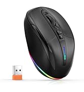 FMOUSE Computer Mouse Wireless, Silent Mouse with RGB Lights Dual Mode 2.4G Wireless &amp; Bluetooth ...