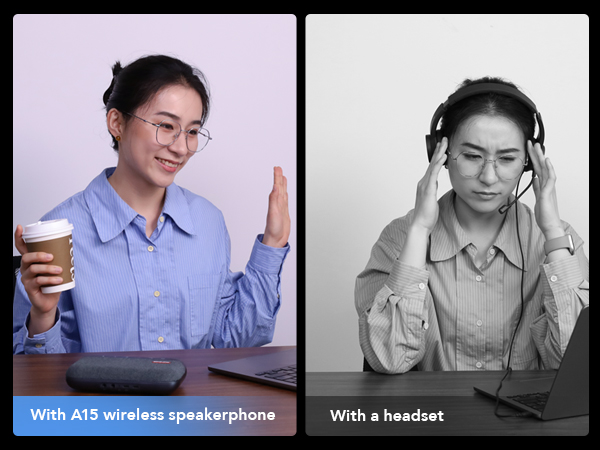A15 Bluetooth Conference Speaker and Microphone, 360° 10ft Voice Pickup w/Noise Reduction