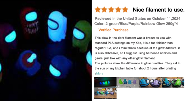 3d printer filament glow in dark