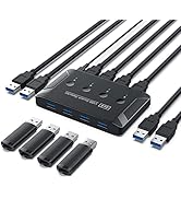 USB 3.0 Switch Selector, KVM Switch 4 Computer Peripheral Switcher for Mouse Keyboard Scanner Pri...