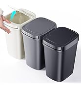 CEROELDA 3 Pack Bathroom Small Trash Can with Lid, 10L/2.6 Gal Slim Garbage Can with Press Top Li...