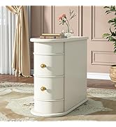 Tribesigns Solid Wood End Table, 2-Drawer Narrow Side Table Slim Chair Side Table, No Assembly Re...