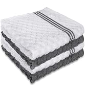 INFICRIME 4 Pack 100% Cotton Wash Cloth, 12x12 Inch Highly Absorbent and Soft Feel Fingertip Towe...